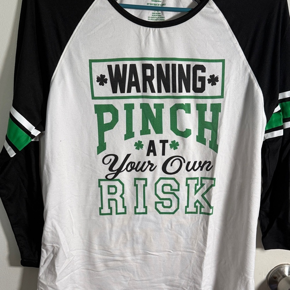 St. Patrick Black, White, and Green Long Sleeve Tee